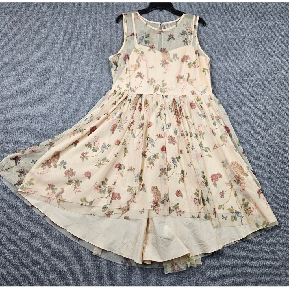 Disney LC Lauren Conrad Snow White Woodland Floral Mesh High Low Dress Pink 18